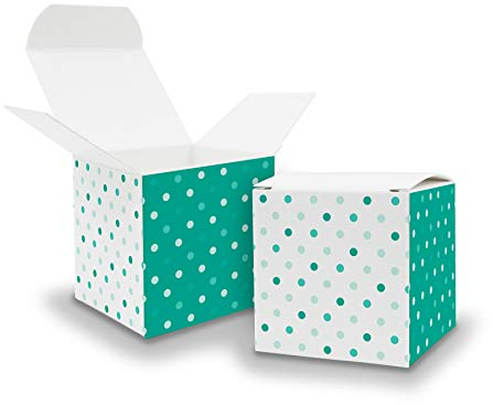 itenga Geschenkboxen Würfel aus Karton Bedruckt mit Muster - Adventskalender Gastgeschenk zum Füllen und Dekorieren 6,5x6,5cm (Punkte, 50)