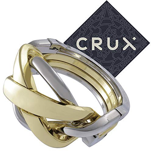 Hanayama Cast Ring Puzzle - Level 4 of 6 - Mid Level Difficulty Puzzle - Includes Crux Sticker