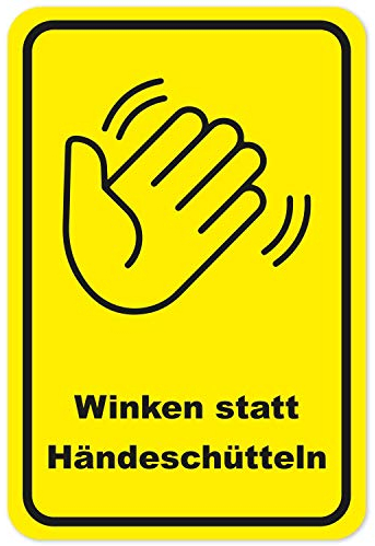 Hinweis-Aufkleber Händeschütteln vermeiden I Größe 20 x 30 cm I Folienaufkleber zum Schutz I Infektionsgefahr I Hygienemaßnahmen I wetterfest I hin_584