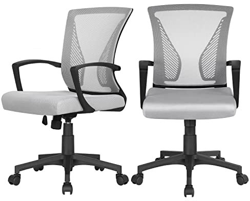Yaheetech 2X Bürostuhl Schreibtischstuhl Ergonomisch Drehstuhl Mesh Höhenverstellbar für Soho- oder Büroarbeit