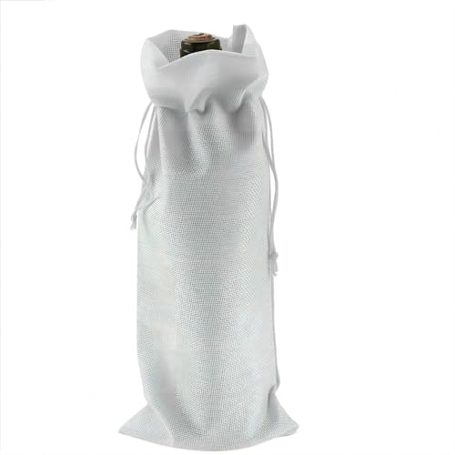 VIFERR 12 Sacchetti di Vino in Lino Sacchetti Regalo con Coulisse Sacchetti Porta per Bottiglie di Vino da Viaggio Riutilizzabili per Natale Feste Matrimonio (bianco)