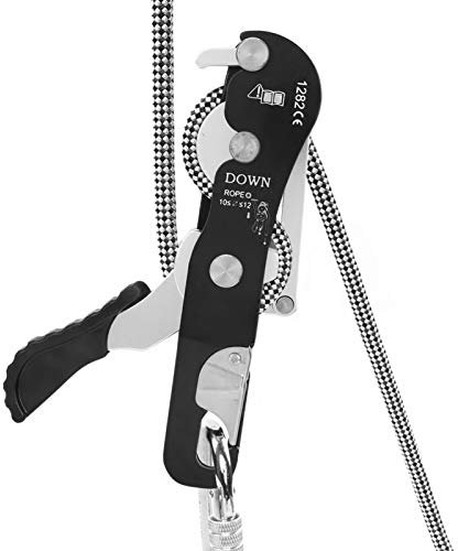 Keenso Climbing Descender, 10-12mm Rope Descender Self-braking Stop Climbing Rope Grab for Outdoor Climbing and Mountaineering and Camping
