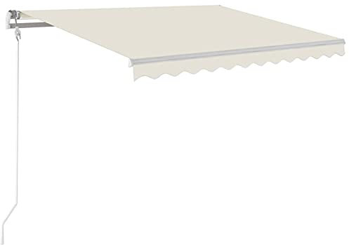 Tidyard Markise Automatisch mit LED Windsensor Gelenkarmmarkise Sonnenmarkise Balkonmarkise Sonnenschutz Sichtschutz Terrasse Garten Creme 300x250cm