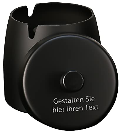 CGFN Personalisierter Aschenbecher, Aschenbecher aus Edelstahl mit Anpassbarem Text, Wetterfester Aschenbecher - Geeignet für Den Innen- und Außenbereich (schwarz)