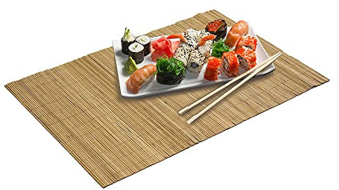Set da 4 Tovagliette Americane da Tavolo in Bamboo, Tovagliette Sottopiatto Per Sushi, Tappetino Rettangolare Tavolo Cucina Ristorante Accessori Cucina