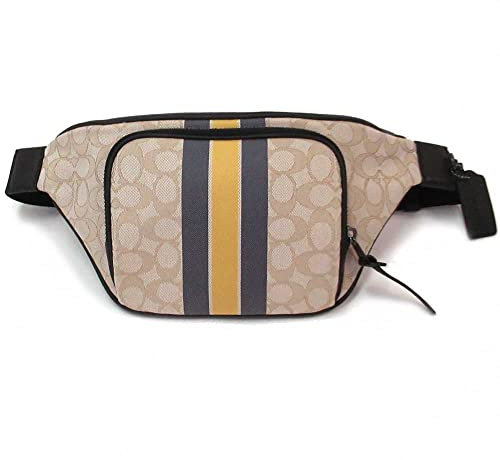 Coach Thompson Herren Gürteltasche (Signature Jacquard – Varsity Stripe – Light Khaki – Bright Marigold, Signature Jacquard – Varsity Stripe – helles Khaki – helles Ringelblume, Gürteltasche