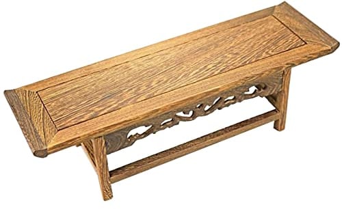 Orientalisch couchtisch Statuen stehen kleine Schreinregal Mini -Holztisch for Puja Hexerei Teekannenunterstützung Buddhistisch Tisch Altar Japanische Tablett handgeschnitzte Gebetsschreibtisch Rechte
