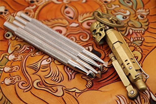Leather Stamping Tool Beveling Undercut Beveler Stamps 304 Stainless Steel Carving DIY LeatherCrafts Tools (Full Set 4pcs (XS+S+M+L))