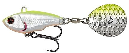 Savage Gear Fat Tail Spin sinkend - Jig Spinner, Größe/Gewicht/Farbe:8cm / 24g / Lemon Back Flash