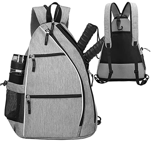 Yangshine Upgrade Verbessertes wasserdichtes Tennisrucksack,verstellbare Tennis-Tasche/Herren und Squashschläger multifunktionaler Sportrucksack,Grey