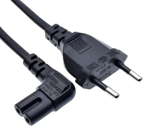 SHAFI® 5M Cavo TV spina europea – Cavo di alimentazione certificato a 2 poli 90 gradi angolo retto IEC C7 – 5M