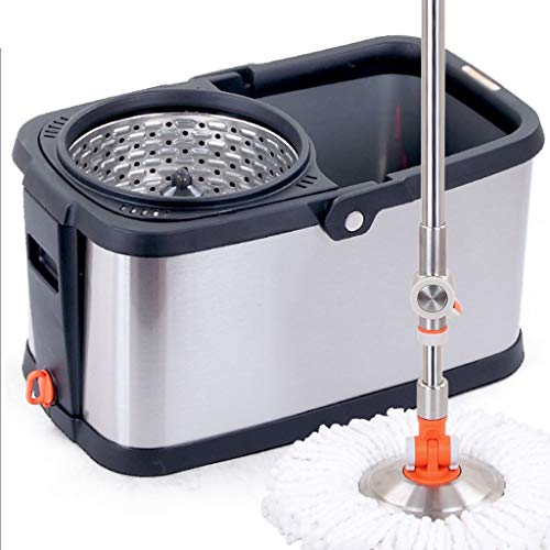 Cubo de fregona - Fregona giratoria Cubo de fregona de Acero Inoxidable Lavado a Mano Gratis Hogar Automático Good God Drag Cubo de fregona