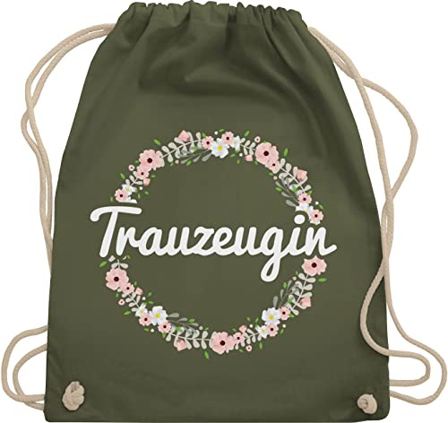 Shirtracer Turnbeutel Rucksack - JGA Junggesellenabschied Frauen - Trauzeugin - Blumenkranz - Unisize - Olivgrün - hen party accessories brauttaschen jungesselnabschied bridemaid stoffrucksack
