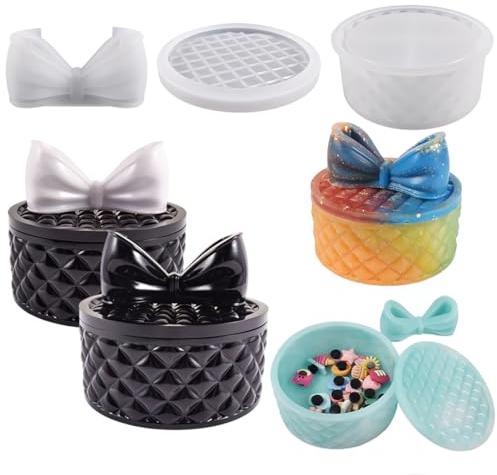 Zayookey Silikonformen Gießformen Schachtel Epoxidharz Formen Schachtel mit Deckel Box Resin Mold Schmuckdose Resin Formen Schale Harzformen DIY Blumentopf Bonbonbehälter