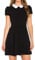 Futura London Womens Black Peter Pan Collar Short Sleeve Pleated Mini Skater Casual Cocktail Club Halloween Dress (as8, Numeric, Numeric_14, Regular, Regular)