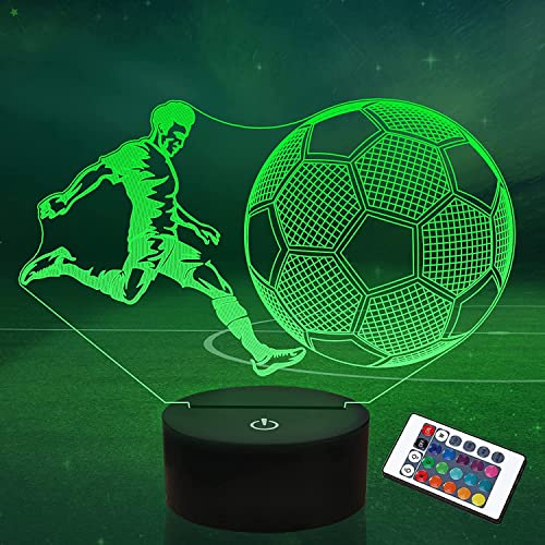 SUPERHONGJIHAO Nachtlicht für Kinder 3D Spiel Fußball LED Lampe mit Fernbedienung 16 Farbwechsel