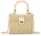 Fecialy Women Handwoven Rattan Handbag Beach Straw Tote Bag Square Boho Crossbody Bag,Beige