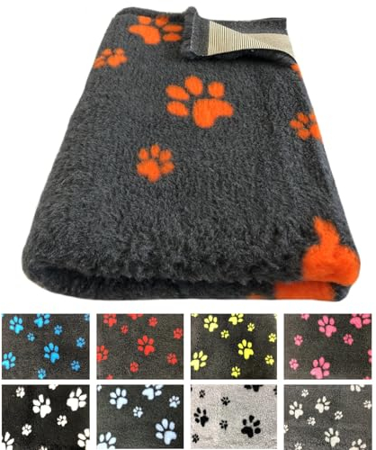 elropet Hundematte vetbed für kleine Hunde & große Hunde/Premium 22mm hohe Qualitätsstufe/Hundedecke S/M/L (Dunkelgrau + hellgrau Pfote, S 80cm X 50cm)