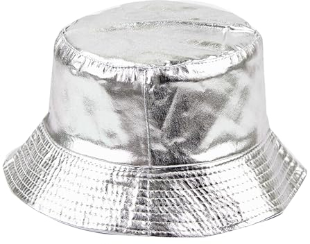 EGOINA Fischerhut Damen Umkehrbarer Eimer Hut Herren Doppelseitiger Sonnenhut Flash Party Hut Fischerhut Faltbarer Freizeithut für draußen, Gold