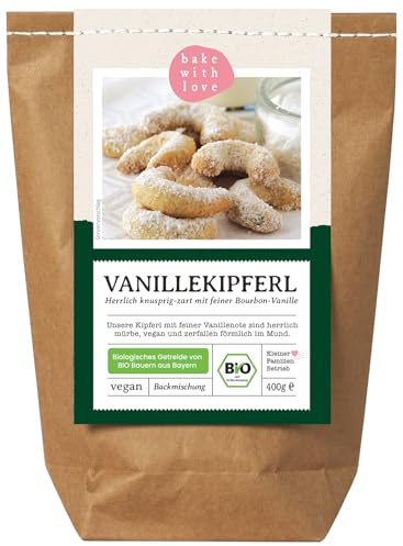 Vanillekipferl Bio Backmischung | Plätzchen Weihnachtsplätzchen Kekse Gebäck | vegan mit Bio-Mehl aus Deutschland und echter Bourbon Vanille