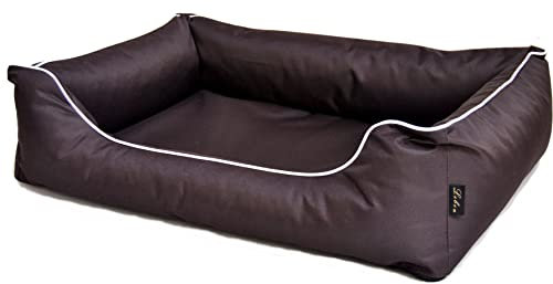Lebon - Hundebett Paula - 4 Größen - Schwarz - Bordeaux - Türkis - Braun- Grau- Beige - Robust und wasserabweisend - Waschbar - Made IN EU (XXL, Dunkelbraun)