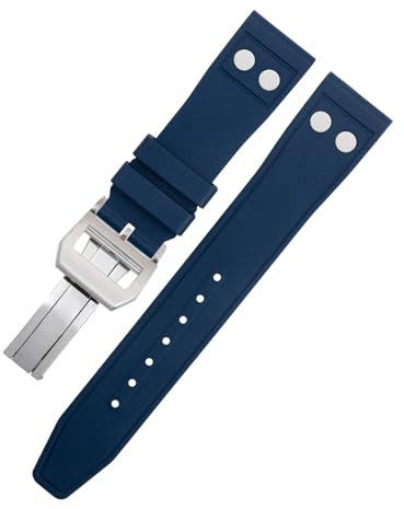 VBWVA Uhrenarmband für IWC-Armband Big Pilot Mark Portugieser Top Gun, 22 mm, Fluorkautschuk mit Nieten, weiches Armband, 21 mm, Achat