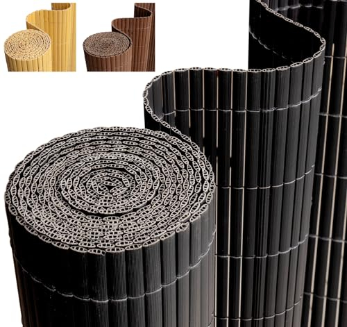 Homewit PVC Sichtschutzmatte 100x300 cm, Sichtschutz Garten Balkon Windschutz Terrasse Sichtschutzzaun Balkonverkleidung Zaunblende Wetterfest Gartenzaun Anthrazitschwarz