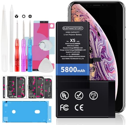 Batterie pour iPhone XS 5800mah Interne Li-ION Remplacement de la Batterie A1920 A2097 A2098 A2100 Batterie avec boîte à Outils et kit de réparation Instructions de Remplacement de la Batterie