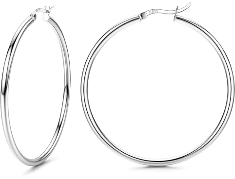 FIOROYAL Creolen Silber 925 für Damen Ohrringe Silber 925 Creolen Hypoallergene Große Mittelgroß Kleine Ohrringe Creolen Hoop für Mädchen 50MM