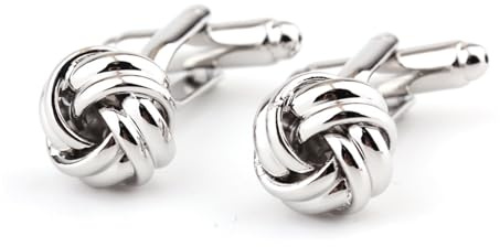 Ticome Knot Twisted Cufflinks - Men's Fashion Shirt Alloy Accessories (1 Pair, Silver)