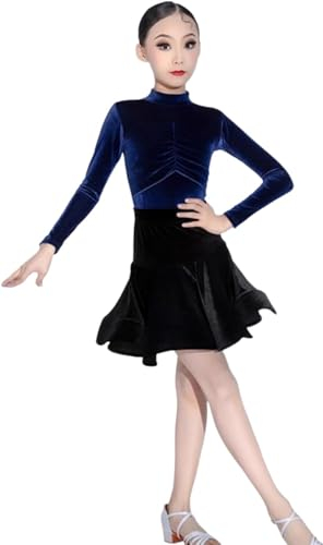 Mädchen-Lateintanzkleid, Tanzkostüm, Ballsaal-Wettbewerbskleid, Lateinamerikanisches Salsa-Zumba-Kleid, Tanzübungskostüme (Color : D, Size : 150)
