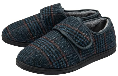 NorthSole Mens Slippers Easy Close Rip Tape Fastening - Blue - UK 8