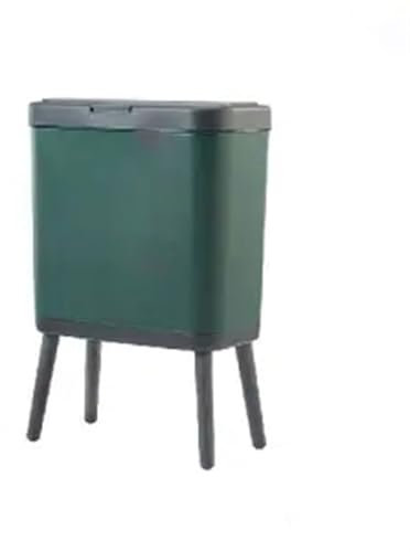 FJVJBNN Trashcan Trash Can Kitchen Bathroom Creative Push Plastic Narrow Trash Can with Cover Waste Bins with Legs Garbage Bin (Color : Green)