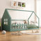 Kinderbett 90x200 cm, Hausbett Bettenhaus Bett mit Rausfallschutz & Lattenrost, Montessori Bodenbett Gitterbett Kinder Jugendbett Einzelbett für Jungen und Mädchen, Kiefernholz, Grün, Ohne Matratze