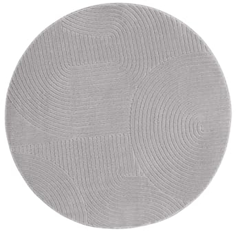Taracarpet Kurzflor Boho Skandi Polyester Teppich in 3D Optik waschbar, pflegeleicht und robust ideal fürs Wohnzimmer, Schlafzimmer und Kinderzimmer auch als Badematte Grau Wellen 120 cm rund