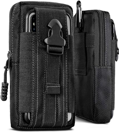 ONEFLOW Survival Case für Sony Xperia 1 VI Handy Gürteltasche aus Nylon mit Karabiner, Taktische EDC Tasche mit Gürtel Halterung, Etui Handyhülle Outdoor Handytasche, Schwarz