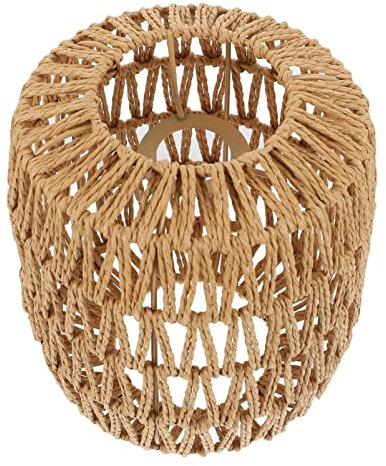 STOBAZA Rattan Lampenschirm Korbgeflecht Boho Lampenschirm Rattan,Tischleuchte Ersatzschirm Zubehör für Deckenleuchten Pendelleuchten Stehlampe Hängelampenschirme