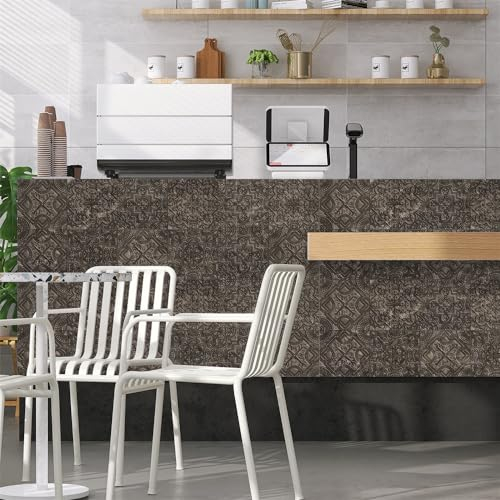 Tile Stickers Vintage Copper Color Vinyl Waterproof Peel and Stick Tiles Kitchen,Bathroom Tile Stickers,Backsplash for Kitchen,Floor Tiles Self Adhesive,DIY Home Decor 10 PC(10x10cm)