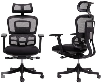 PERCKO - Chaise Ergonomique - Élue N°1 pour Le Confort Postural - Soulage Le Mal de Dos - Fauteuil Réglable et Polyvalent - Idéal Bureau ou Télétravail - Noir