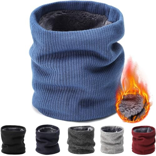 BARFULKER Winter Halsschlauch Herren Damen Ski Halswärmer Halstuch Gesichtsschal Fleece Schal Schlauchtuch Gamaschenmaske Winddichte Kreisschlaufenschals Loopschal für Männer Frauen Blau
