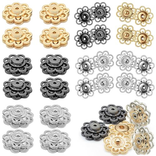 30 Paar Druckknöpfe, Metall-Druckknöpfe, Druckknöpfe ohne Nähen, Vintage Metall Druckknopf, 21 mm Druckknöpfe Zum Annähen, für Taschen, Kleidung, Nähzubehör