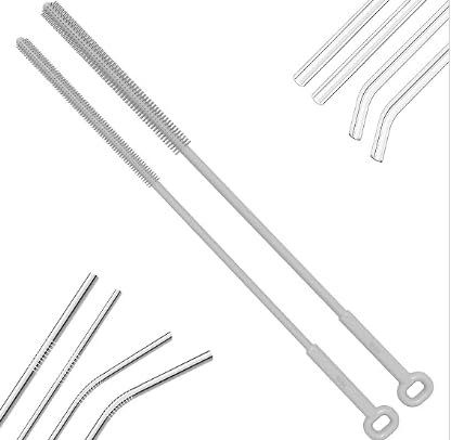 JINGIHE 4 Stück Silikon Strohhalme Bürste, 25cm Extra Lange Wiederverwendbar Schlauchbürste Rohrbürste, Trinkhalm Reinigungsbürste Milchschlauchbürste für Metall Strohhalme Glas (6mm +8mm)