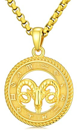 PARYFO Sternzeichen Widder Halskette 925 Sterling Silber Widder Anhänger Sternzeichen Halskette Sternzeichen Halskette Vergoldet Astrologie Horoskop Anhänger Schmuck Geschenke für Männer Frauen Unisex