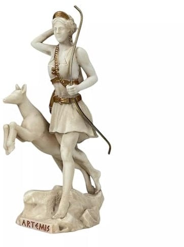 Artemis, Göttin der Jagd, Statue – 17 cm, graue Patina-Skulptur
