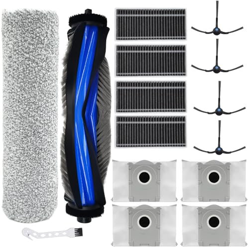 DianSung Accessori di ricambio per ECOVACS DEEBOT X8 Pro Omni / X8 Omni aspirapolvere robot,2 Spazzola a Rullo + 4 sacchetti + 4 spazzole laterali + 4 filtri + spazzola