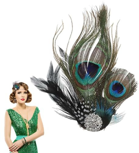 Elegante Kunstpfauen-Haarspange, Pfauen-Kostüm-Accessoire-Federn-Haarschmuck-Mit-Rhinestones-Natürliche-Farbe-Elegant, Seitenclip für besondere Anlässe, Bühnenauftritte, Haar-Accessoires