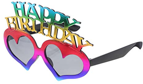CAXUSD Geburtstagsbrille Herz-Design Partybrille Für Erwachsene Kostümbrille Aus Pc-Material Leicht Und Tragbar Happy Birthday-Brille Für Geburtstagsfeiern