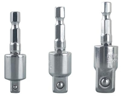 Lot de 3 adaptateurs de douilles à 360 degrés for forets 1/4'' 3/8'' 1/2'' Tige hexagonale Tournevis pneumatique Manchon Accessoires for outils électriques Universel(Silver 3pcs)