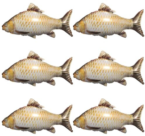 Lot de 6 ballons gonflables, animaux de piscine, poissons gonflables, animaux de piscine, jouets gonflables (carpe)