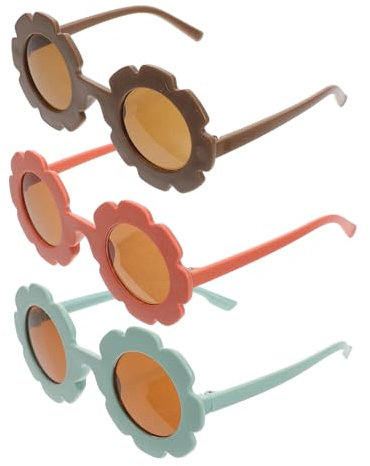 COLLBATH Lustige Sonnenbrillen Sonnenblumengläser Für Jungen Und Mädchen UV Schutz Für Partys Mit Verschiedenen Farbfilter Gläsern Kaffee